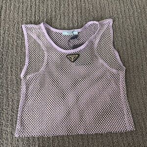 Prada Lavender Mesh Crop Top
